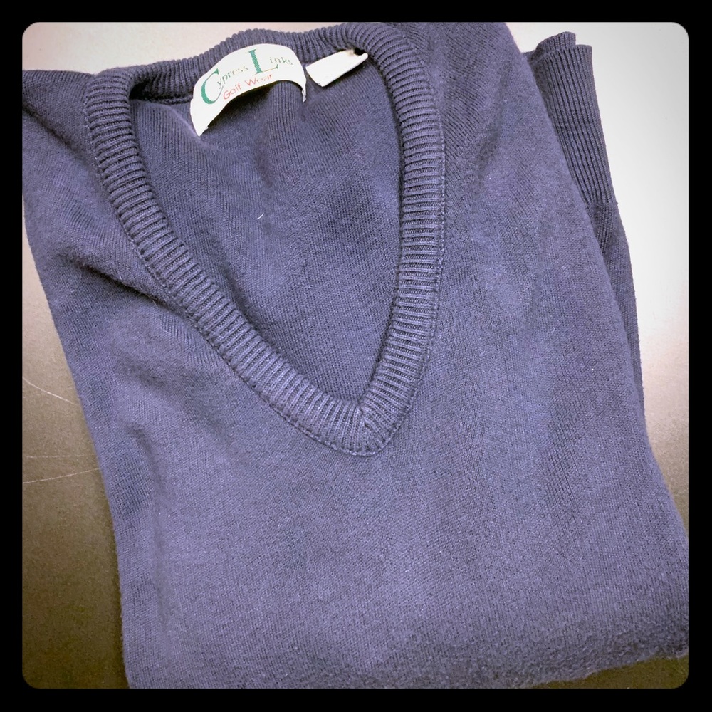 V-Neck Navy Sweater 100% Cotton XLarge Made in USA